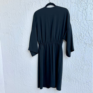 $700 Rosetta Getty Twist Front V-Neck Kimono Sleeve Knee Dress Black Women US 4