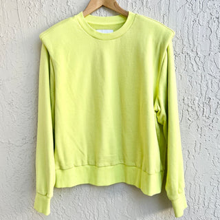 Pistola Kirsten Shoulder Pad Cotton Pullover Sweatshirt Lime Green Women's Large