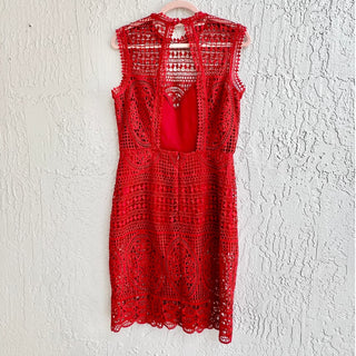 Lovers + Friends Sleeveless Lace Cutout Back Blush Mini Dress Red Women's Medium