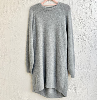 Theory Long Sleeve 100% Cashmere Ribbed Knit Sweatshirt Dress Gray Women's Large