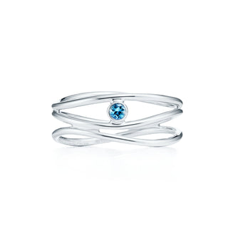 Tiffany & Co. Elsa Peretti Collection Wave Ring Sterling Silver & Aquamarine Size 7