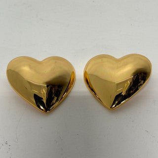 HM Gold Plated Heart Shaped Women's Statement Clip-On Earrings