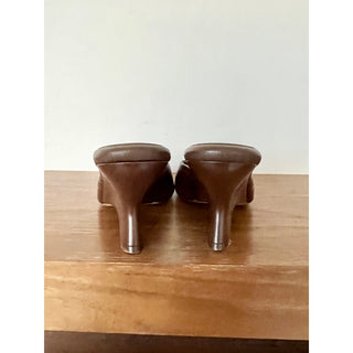 Gia Borghini Square Toe Sculpted Heel Sandals Brown Leather Womens Size 40 / 9.5