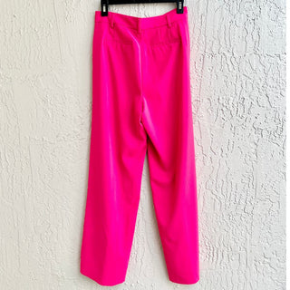 Alice + Olivia High Waisted Pleated Pompey Wide Leg Pants Pink Women's Size US 6