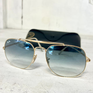 Ray-Ban General RB 3561 Gold/Blue Gradient Lens Aviator Square Sunglasses