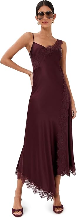 Veronica Beard Vernon Lace trim Asymmetrical Midi Slip Dress Women's 2