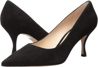 Stuart Weitzman Tippi Suede Pointed Toe Kitten Heel Pumps Black Woken's Size 7.5