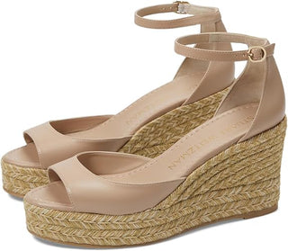 Stuart Weitzman Nudistia Espadrille Ankle Strap Wedge Platform Sandals Beige 9
