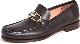 Salvatore Ferragamo Gancini Gold Buckle Slip On Leather Loafers Brown Men's 12 E