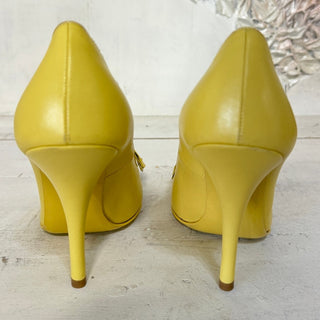 Bottega Veneta Leather Bow Embellished Stilettos Pumps Yellow Women's 36 US 5.5