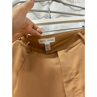 Pretty Lavish Jamie Crop Tie Knot Blouse & Wide Leg Trouser Pants Set Tan US 4