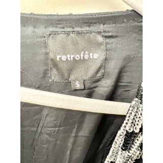 Retrofete Gabrielle Long Sleeve Sequined Wrap Dress silver /Black Women's Size S
