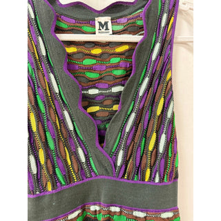 M Missoni Printed Sleeveless V-Neck Knee Length Dress Purple Women's Size US 2