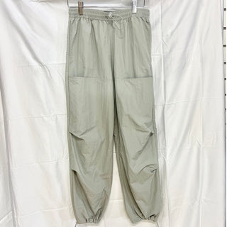 Zara Pull On Elastic Waist Baggy Cargo Parachute Trousers Pants Light Green XS