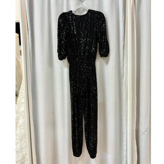 Generation Love Madison Sequin 3/4 Sleeve V-Neck Jumpsuits Black Women's Size S