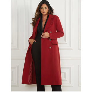 Marciano Guess Notch Lapel Wool Cashmere Double Breasted Coat Red Women's Size 2