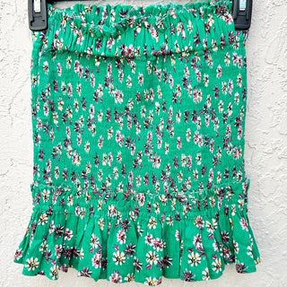 NWT Wild Flower Smocked Floral Open Back Tie Top Medium & Mini Skirt Green Small