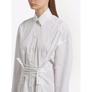 Prada Cotton Poplin Long Sleeve Mini Shirt Dress White Women's Size IT 36 / US 0