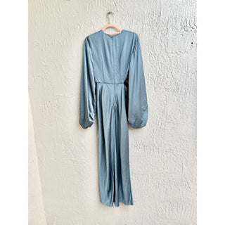 NWT Significant Other Lara Long-Sleeve Satin Maxi Dress Petrol Women AU 6 / US 2