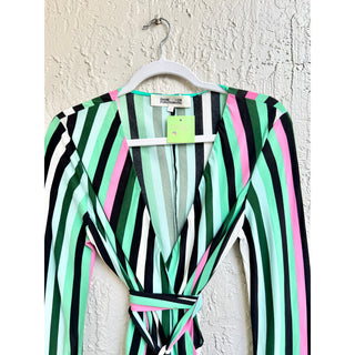 Diane Von Furstenberg Striped Tilly Midi Wrap Dress Multicolor Women's Medium