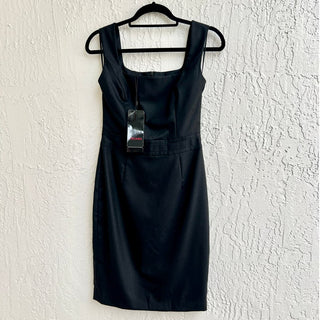 NWT Escada Sleeveless Square Neck Mini Sheath Dress Black Women's Size 34 / US 4