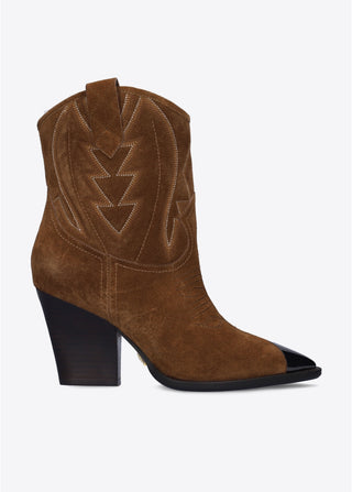 Lola Cruz Gambels Suede Cap Toe Ankle Western Cowboy Boots Brown Women's 10