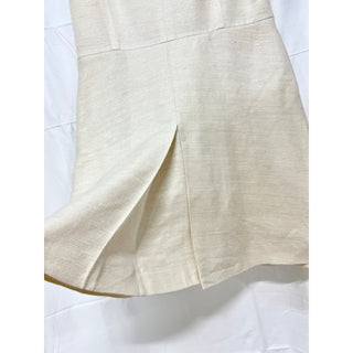 Akris Punto Sleeveless Split Neck Pleated Mini A-Line Dress Cream Women's 8-10