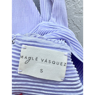 Mayle Vasquez Striped Cropped Top & Pleated Mini Lilac Women's Size Small