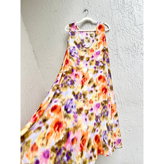 $465 Momoni Sleeveless 100% Silk Printed Destin Midi Dress Multicolor FR 40/US 8