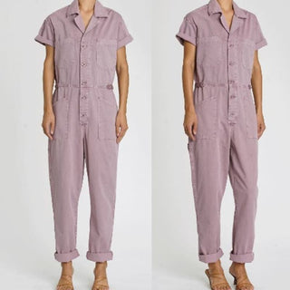 Pistola Grover Short Sleeve Field Straight Leg Jumpsuit Lilac Dust Womens Medium