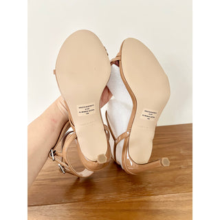 NEW Steve Madden Graceyn Ankle Strap Stiletto Sandals Nude Pat Women's Sz 8.5