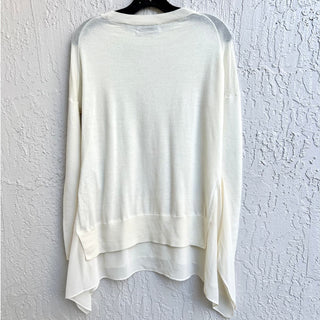 Allsaints Long Sleeve Knit Libby Contrast Hem Sweater Cream Women's Size Small