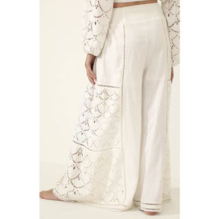 Irupe Regina 100% Cotton Pull On Wide Leg Pants Off White Women's Size Small