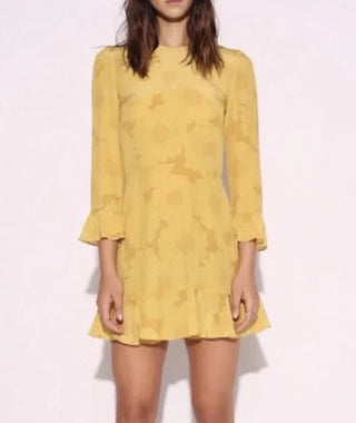 Realisation Par The Mary Jane Tiered Mini Dress Sunflower Yellow Women's Size XS