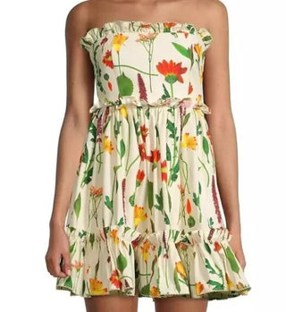 Agua by Agua Bendita Rosa Primavera Mini Dress Yellow Multi Women's Size Small