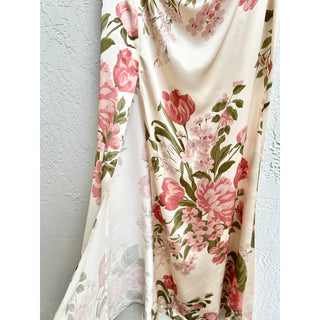 Reformation Floral Print Ruched Birch Olivia Maxi Dress Pink Cream Womens US  2