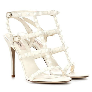 Valentino Garavani Calfskin Lacquered Monochrome Stud Gladiator Sandals 39 / 8.5