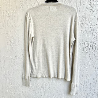 Polo By Ralph Lauren Cotton Alpaca Pullover Henley Shirt Cream Men's Size Medium