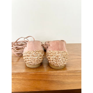 Stuart Weitzman Leather Raffia Strappy Espadrilles Flat Sandals Pink Women's 6.5