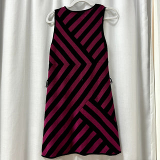 Alice + Olivia Striped Sleeveless Mini Sheath Sweater Dress Berry/Black Womens M