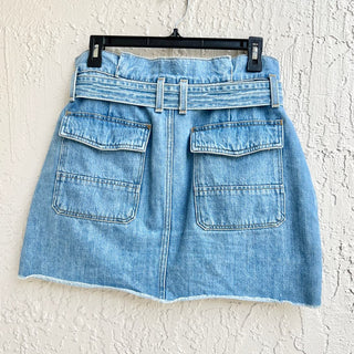 Frame Dana High Waisted Belted Denim Paperbag Mini Skirt Blue Women 27 / US 4