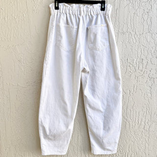 Zara High Waisted Cropped Paperbag Baggy Jeans White Women's Size US 8