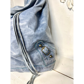 Balenciaga Chevre Classic Hardware Day Leather Hobo Shoulder Bag Cornflower Blue