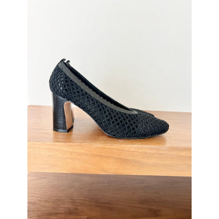 Rachel Comey Noemie Mesh Slip On Square Toe Block Heel Pump Black Women's US 9