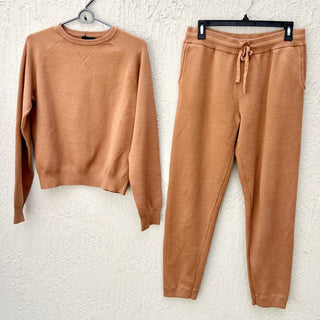 Monrow Long Sleeve Sweater & Drawstring Sweatpants Set Brown Women's Size Small