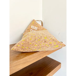 NWOT Anthropologie Cork Blend "Here Comes The Sun" Tote Bag Brown Yellow Women's