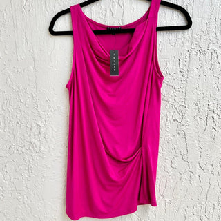 NWT Theory Sleeveless Jayra Cowl Neck Top Fuchsia Pink Women's Size Small