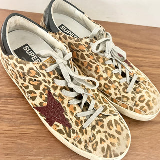 Golden Goose Suede Leopard Print Superstar Sneaker Shoes Beige Women 39 / 9