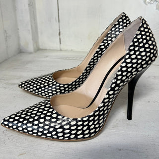 Gianni Marra Polka Dot Leather Stilettos Heel Pumps Black/White Womens 36.5 US 6