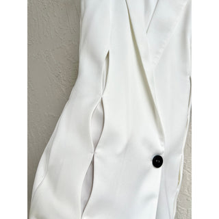 Alexis Sleeveless Cutout Single Button Tunic Vest Blazer White Women's Size XS